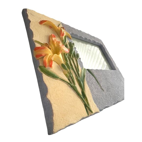 Tiger Lily Frame 3D Resin Picture Frame Orange Yellow Blue Trim Live Edge 5x3.5 - Picture 2 of 4